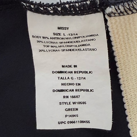 Missy Green and Black Women's Swimsuit Size L -12/14 - Picture 10 of 13